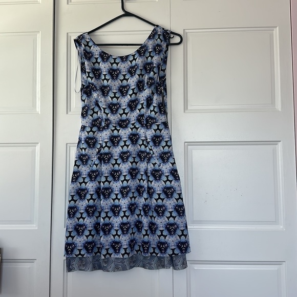 New Acne Studios 10 Floral Dress Blue White Betty Print sleeveless Scoop Neck - Picture 3 of 10